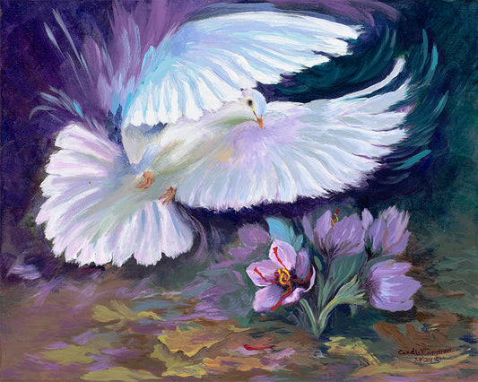 God’s Saffron Crocus Christian Oil Painting And Art Prints Faith Based Floral Wall Art by Candi Kloverstrom